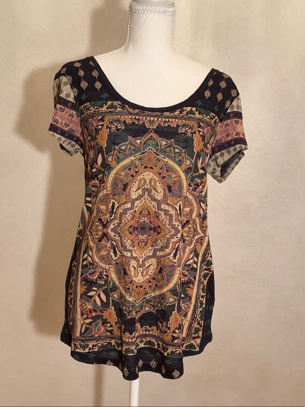 Lucky Brand Navy Short Sleeve Tee with Subtle Emblem Print